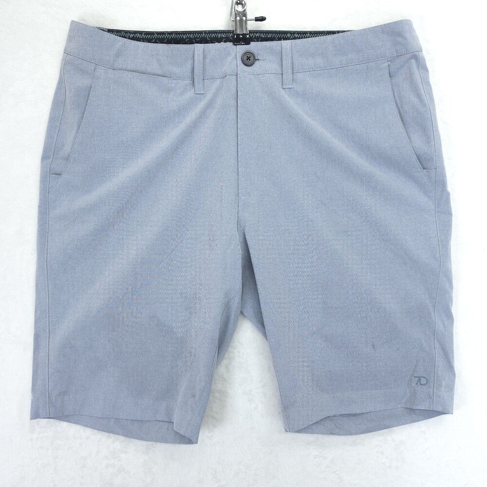 7Diamonds Performance Shorts Men’s 34 Stretch Lightweight Blue *Flaws*